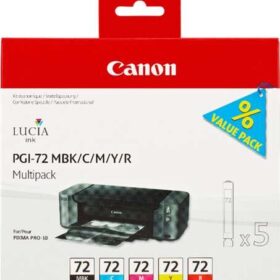 Canon PGI72 Pack de 5 Cartuchos de Tinta Originales - Negro Mate, Cyan, Magenta, Amarillo, Rojo - 6402B009