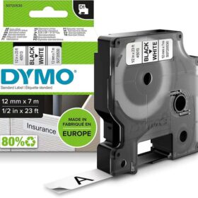 Dymo D1 45013 Cinta de Etiquetas Original para Rotuladora - Texto negro sobre fondo blanco - Ancho 12mm x 7 metros - S0720530