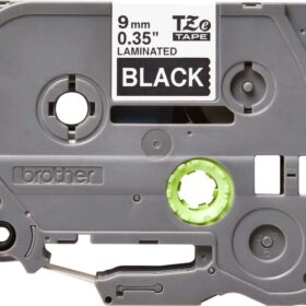 Brother TZe325 Cinta Laminada Original de Etiquetas - Texto blanco sobre fondo negro - Ancho 9mm x 8 metros