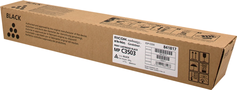 Ricoh Aficio MP-C3003/MP-C3004/MP-C3503/MP-C3504/MP-C4504/MP-C5504/MP-C6004 Negro Cartucho de Toner Original - 841817/841813
