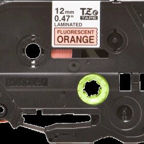Brother TZeB31 Cinta Laminada Fluorescente Original de Etiquetas - Texto negro sobre fondo naranja - Ancho 12mm x 5 metros