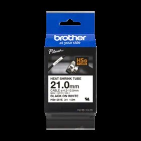 Brother HSe251E Cinta Tubo Termorretractil Original de Etiquetas para Cables - Texto Negro sobre Fondo Blanco - Ancho 21mm x 1.5 metros - Cable Recomendado Ø 4.2mm a 13.5mm
