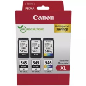 Canon PG545XL Negro + CL546XL Color Pack de 3 Cartuchos de Tinta Originales - 8286B013